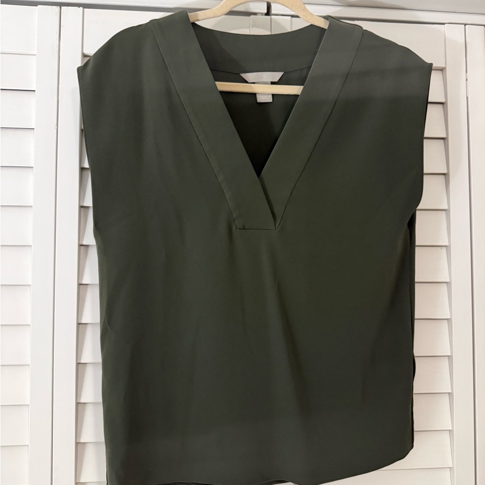 H&M Olive Green V Neck Blouse